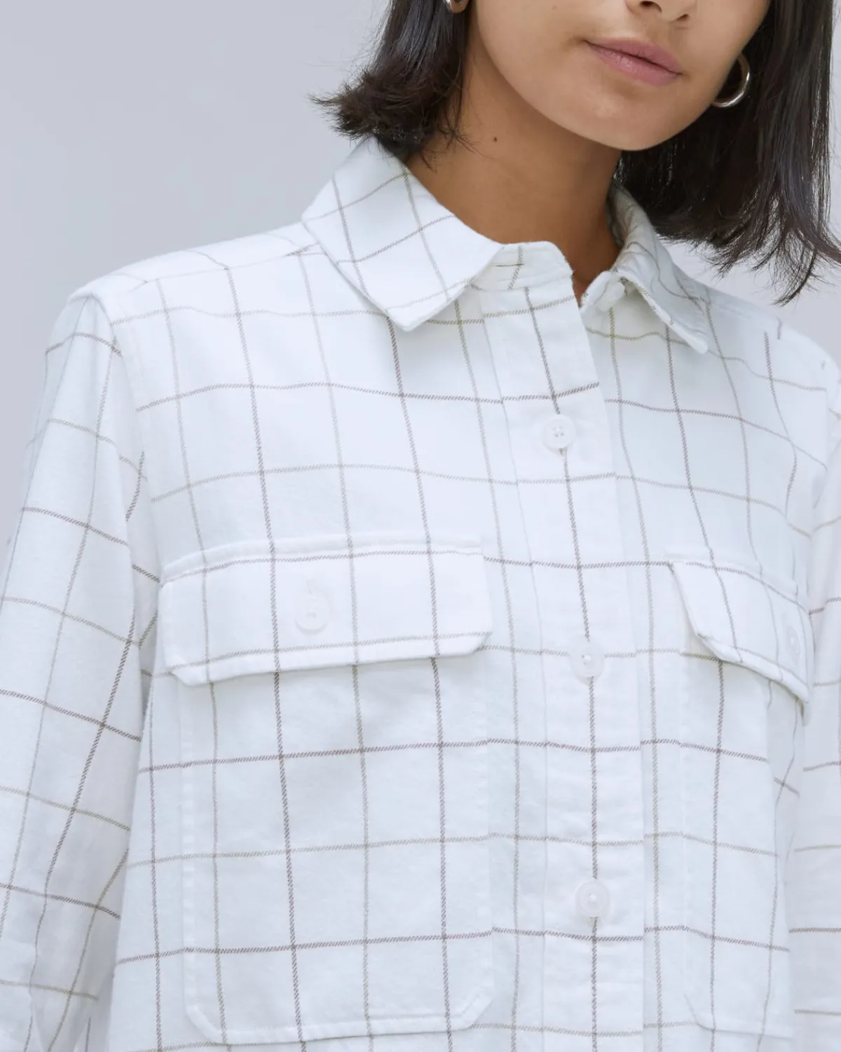 Everlane Tops*The Classic Cotton Flannel Shirt Canvas Tan Plaid