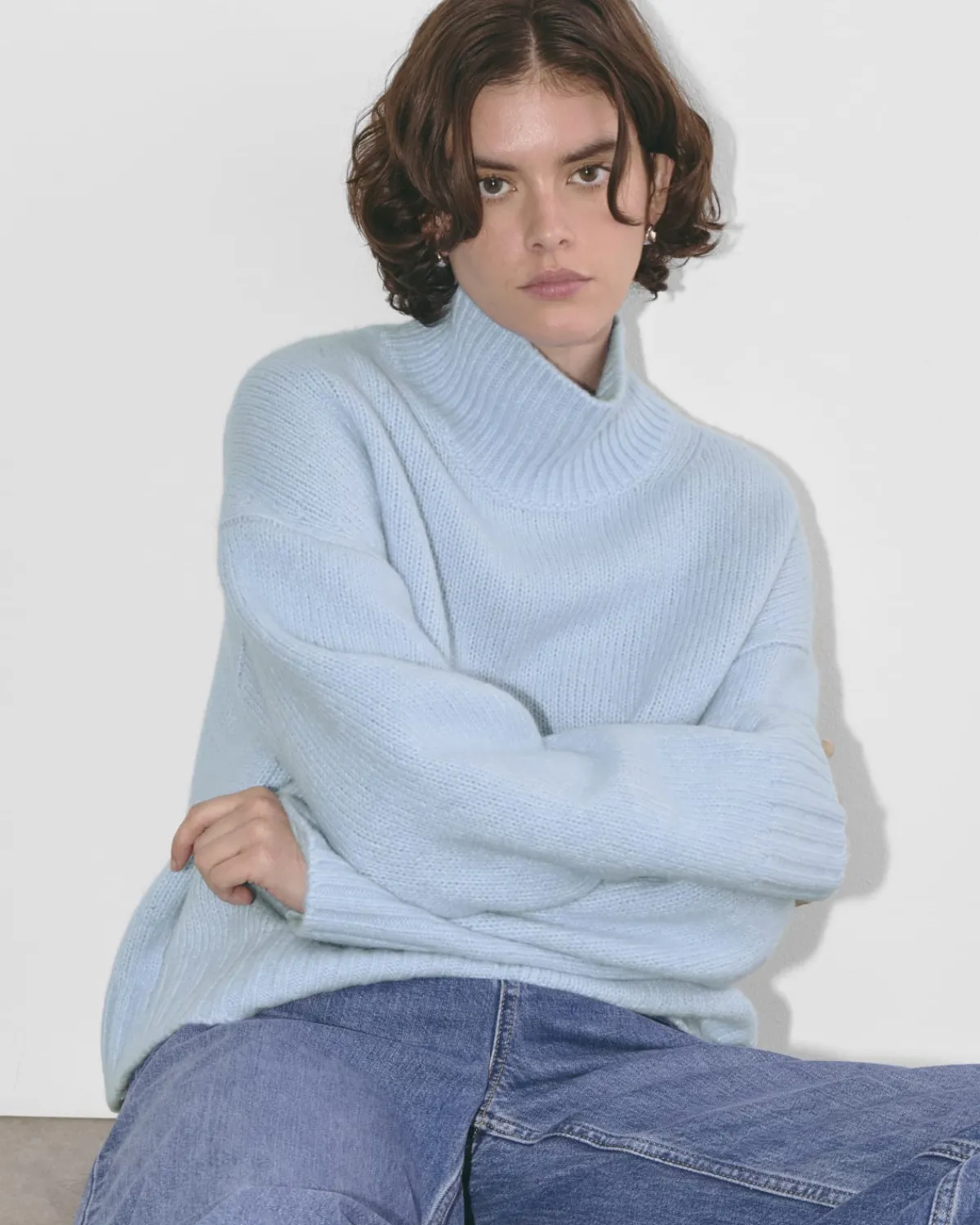 Everlane Sweaters|Turtleneck Sweaters*The Cloud Oversized Turtleneck Chambray Blue