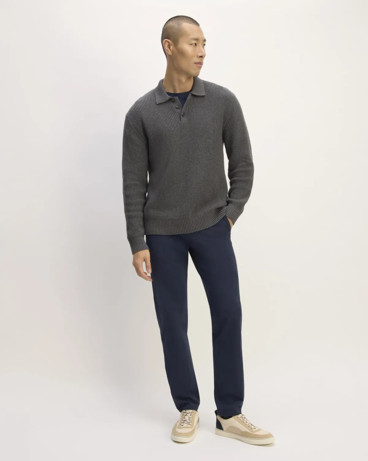 Everlane Sweaters|Turtleneck Sweaters*The Cotton Chunky Rib Polo Heathered Charcoal