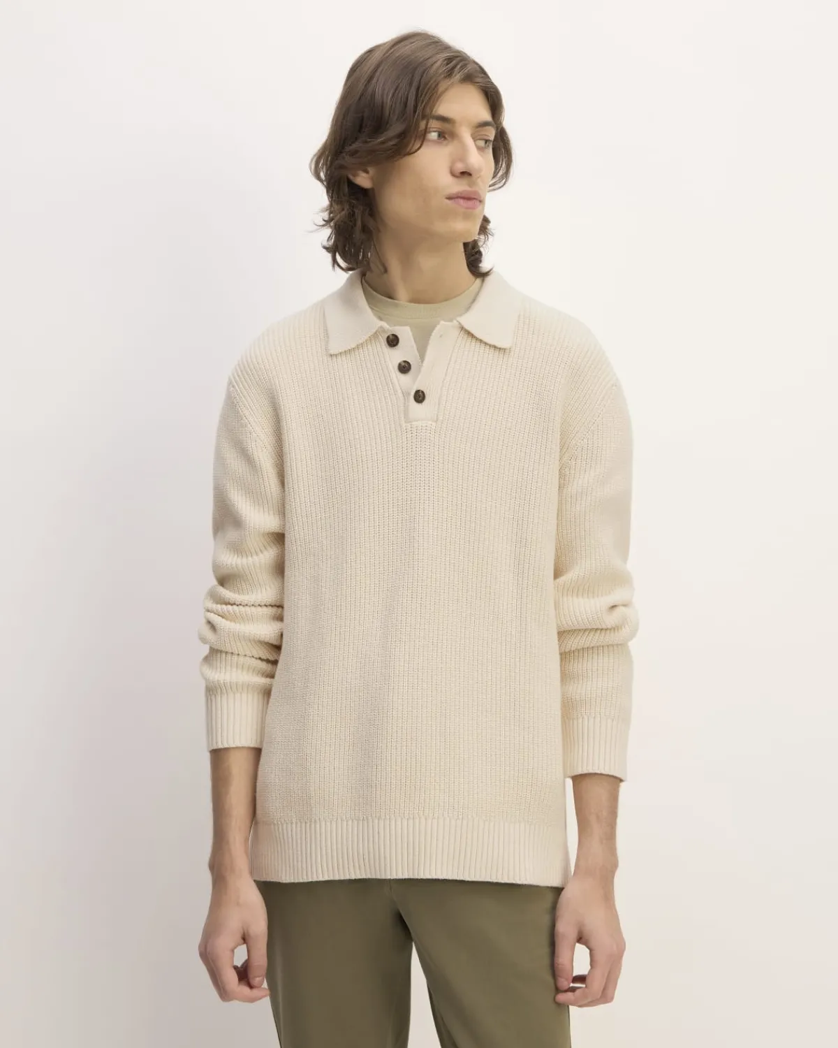 Everlane Sweaters|Turtleneck Sweaters*The Cotton Chunky Rib Polo Heathered Charcoal
