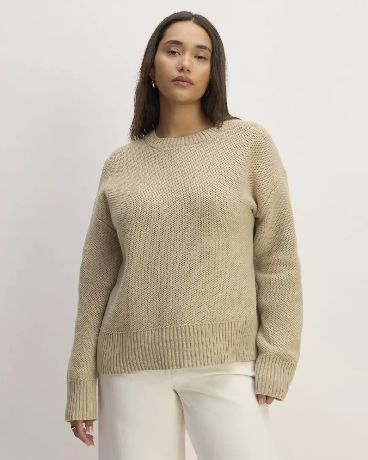 Everlane Sweaters|Crew Sweaters*The Cotton Honeycomb Square Crew Trench Coat Khaki