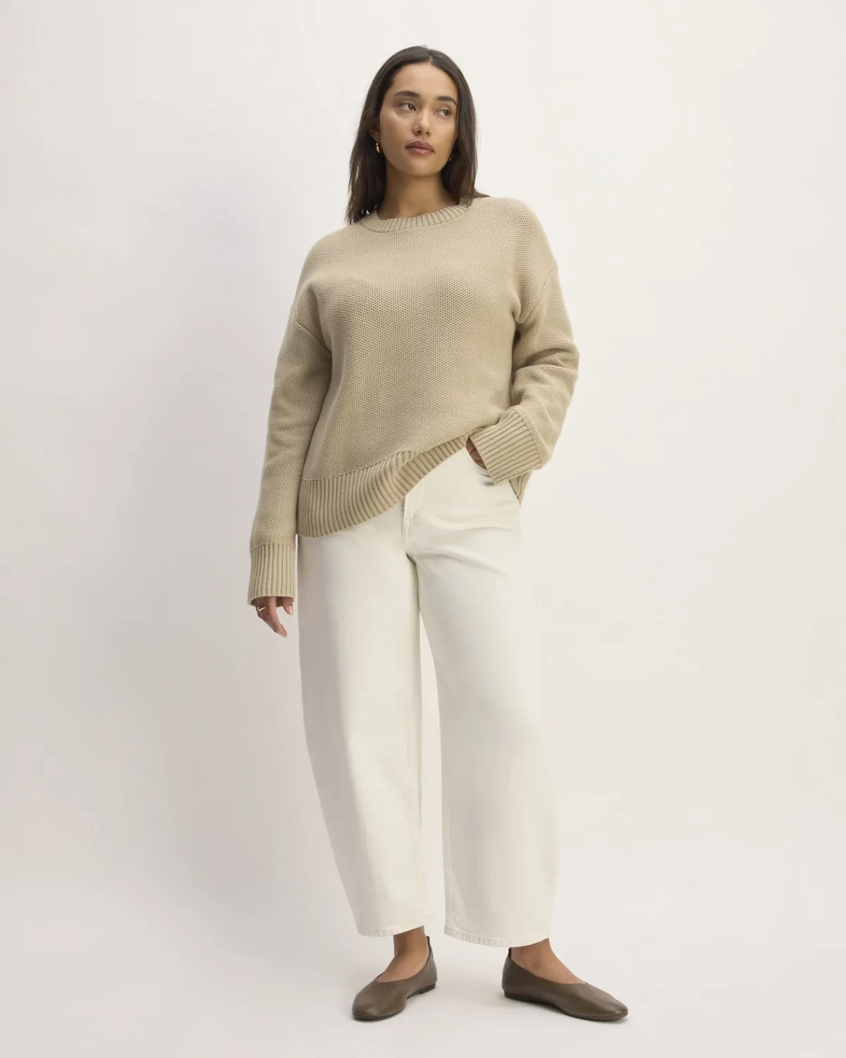 Everlane Sweaters|Crew Sweaters*The Cotton Honeycomb Square Crew Trench Coat Khaki