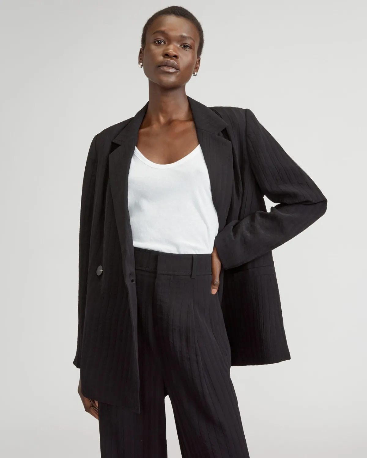 Everlane Jackets & Coats|Blazers*The Drapey City Stripe Blazer Black