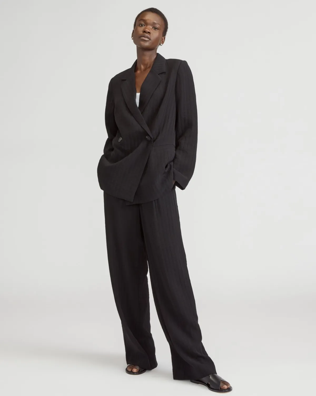 Everlane Jackets & Coats|Blazers*The Drapey City Stripe Blazer Black