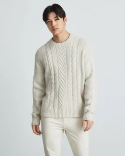 Everlane Sweaters|Turtleneck Sweaters*The Felted Merino Cable-Knit Crew Oat Melange