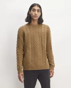 Everlane Sweaters|Turtleneck Sweaters*The Felted Merino Cable-Knit Crew Oat Melange