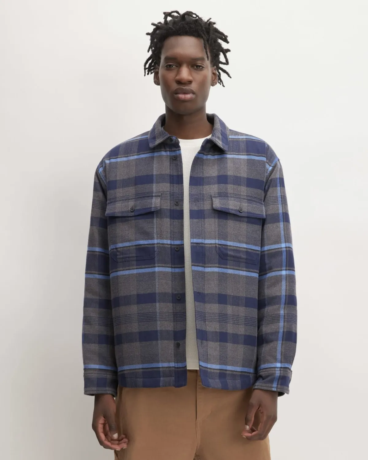 Everlane Shirts|Button Down Shirts*The Flannel Filled Shirt Jacket Heritage Blue / Black / Navy / Heather Charcoal