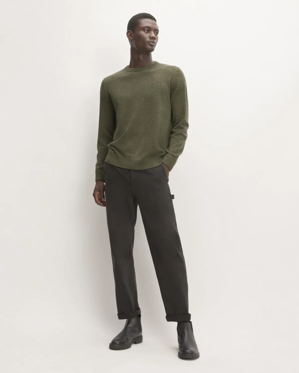 Everlane Sweaters|Turtleneck Sweaters*The Grade-A Cashmere Crew Heather Scarab Green