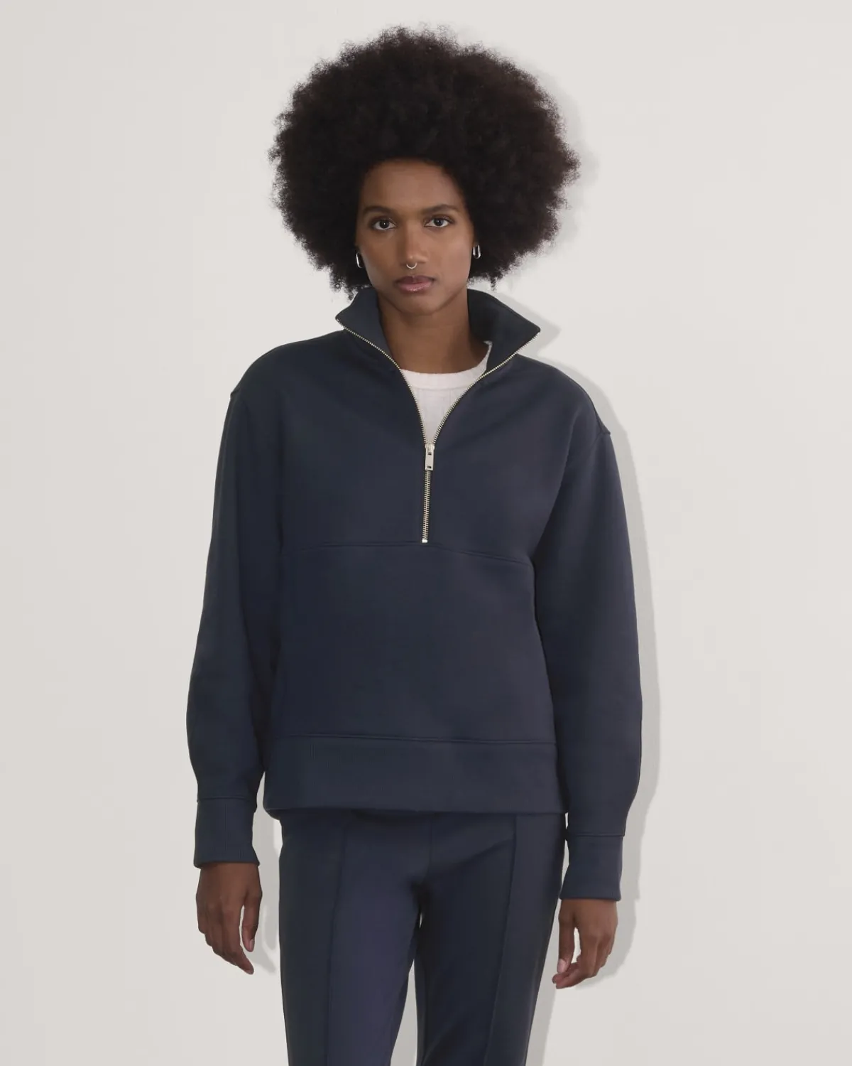 Everlane Loungewear|Tees*The Laid-Back Half-Zip Sweatshirt Heathered Grey / Olive