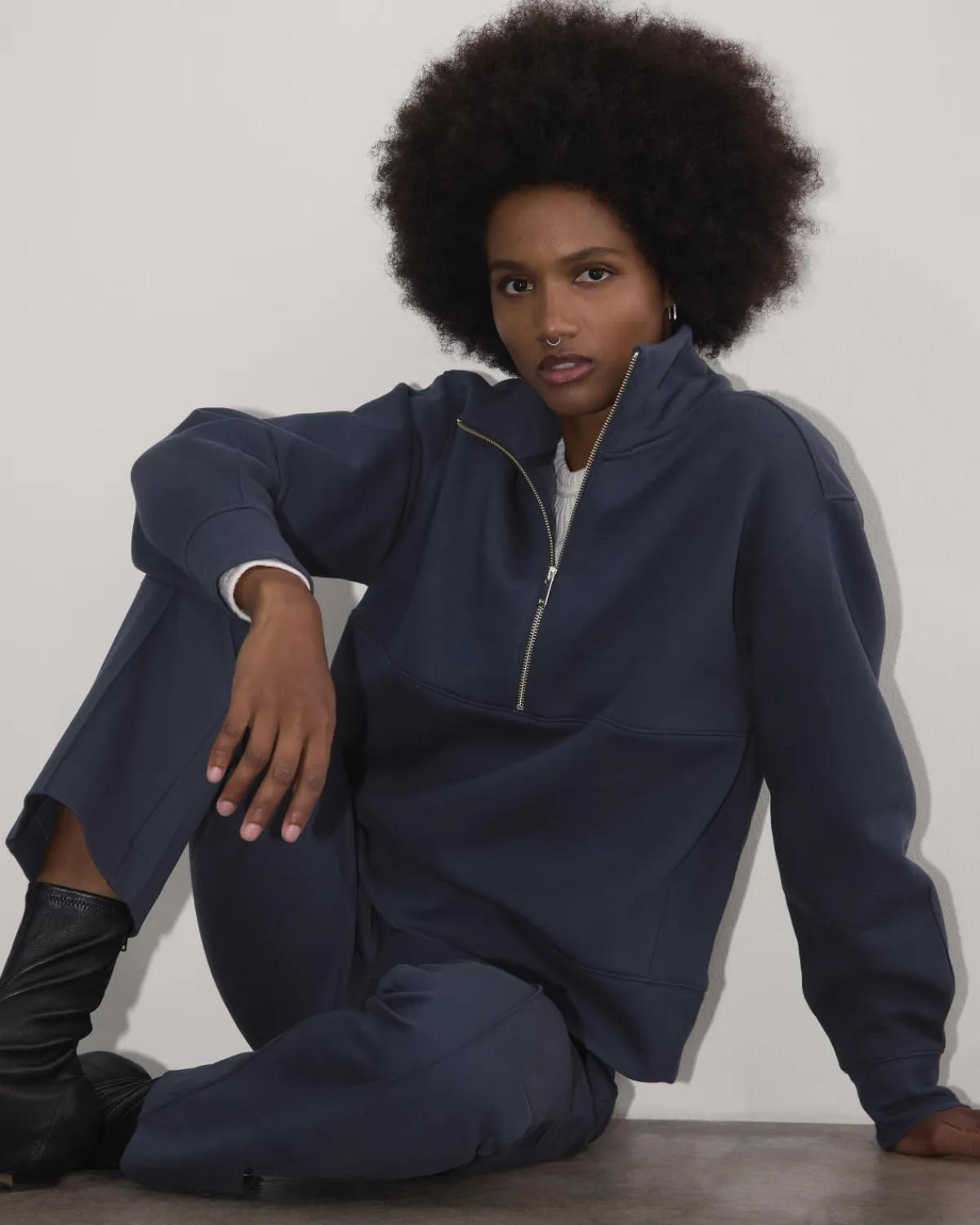 Everlane Loungewear|Tees*The Laid-Back Half-Zip Sweatshirt Heathered Grey / Olive