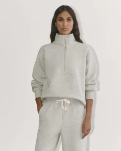 Everlane Loungewear|Tees*The Laid-Back Half-Zip Sweatshirt Heathered Grey / Olive