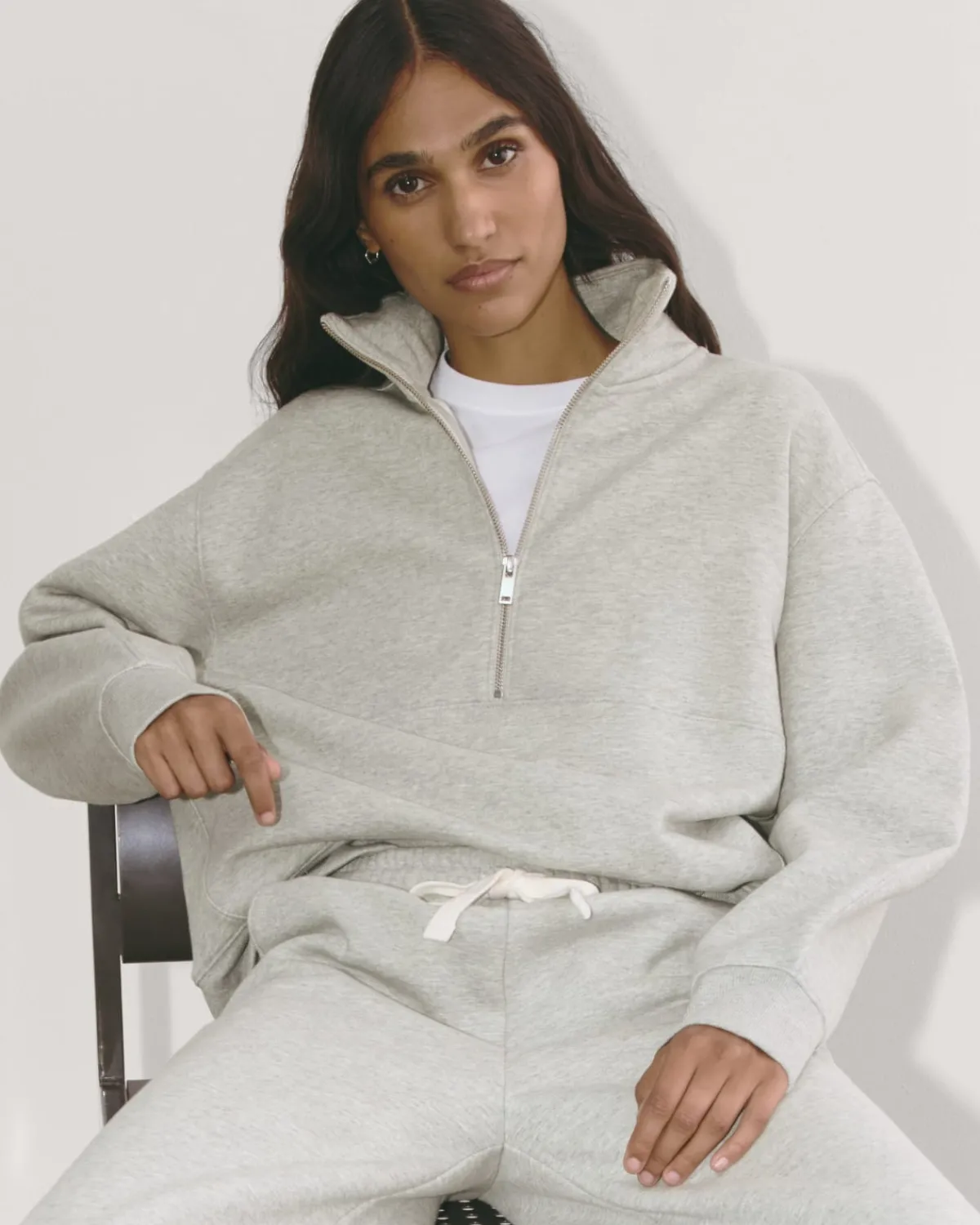 Everlane Loungewear|Tees*The Laid-Back Half-Zip Sweatshirt Heathered Grey / Olive