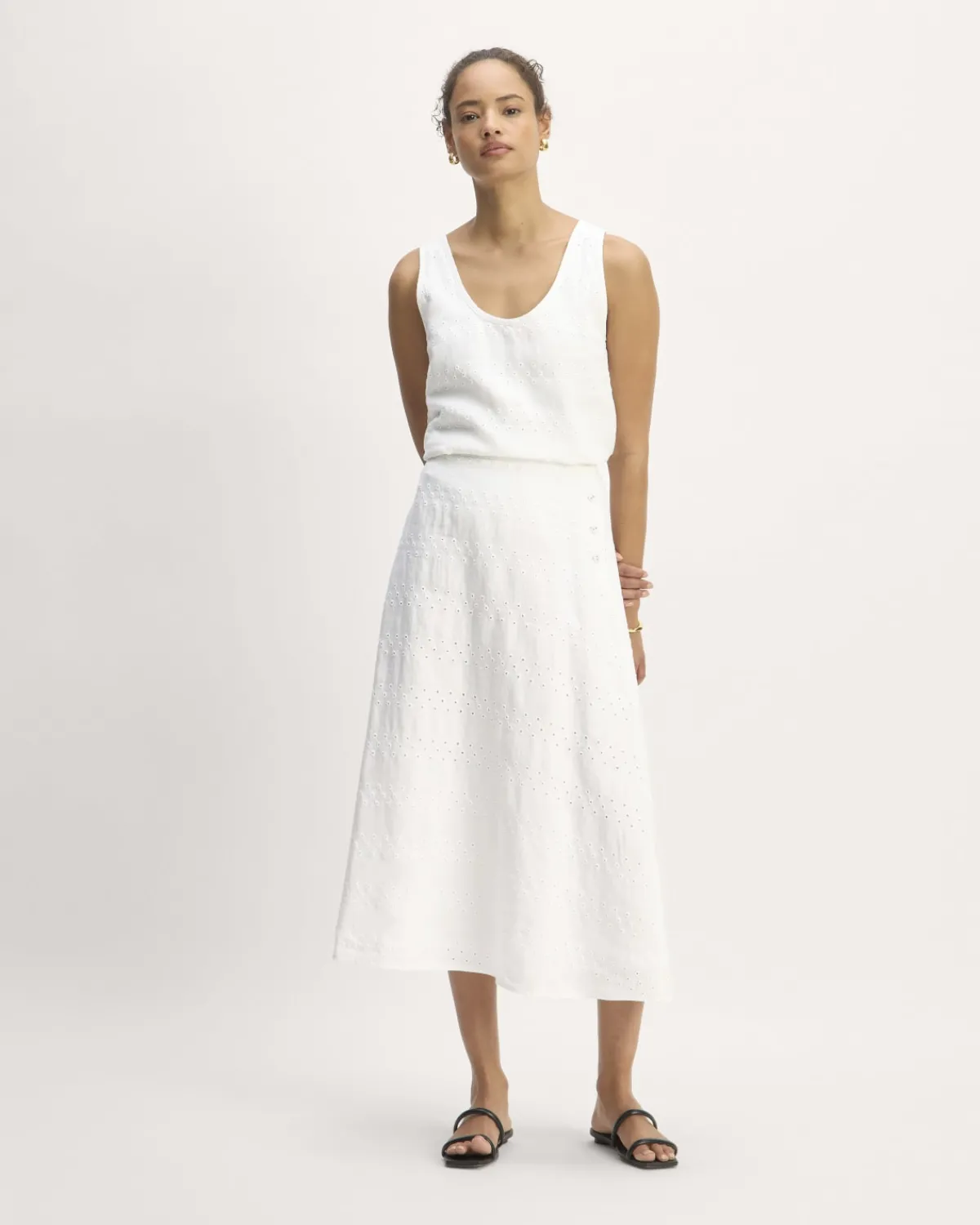 Everlane Shorts & Skirts|Jeans*The Linen Eyelet Midi Skirt Marina Bay