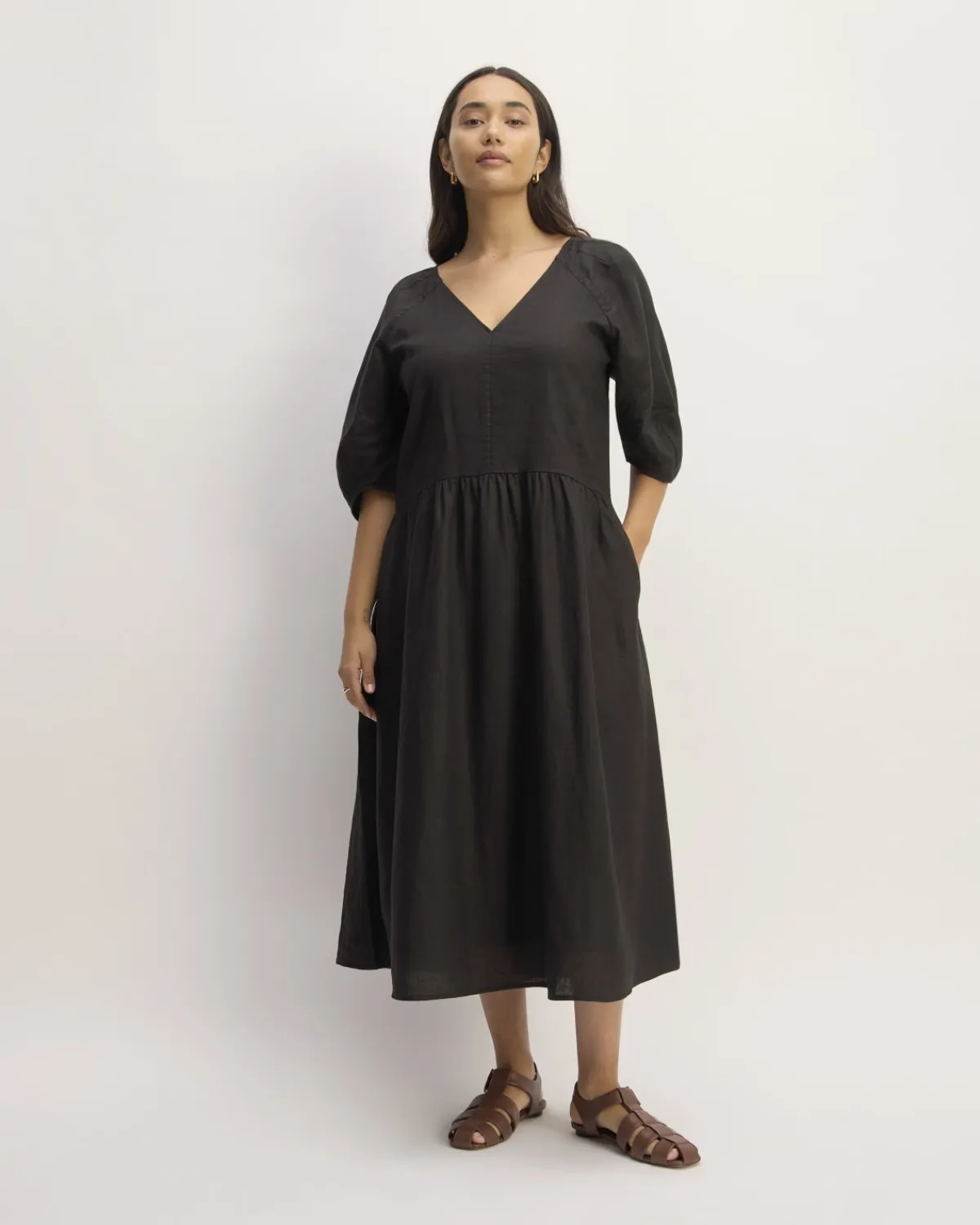 Everlane Dresses*The Linen Oversized Puff-Sleeve Dress