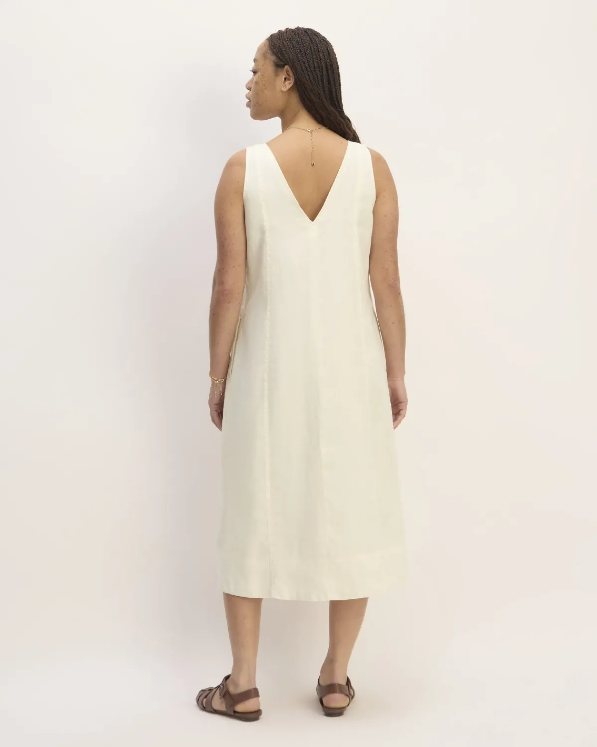 Everlane Dresses*The Linen V-Neck Midi Dress Bone