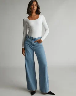 Everlane Bodysuits|Tees*The Long-Sleeve Supima® Square-Neck Bodysuit White