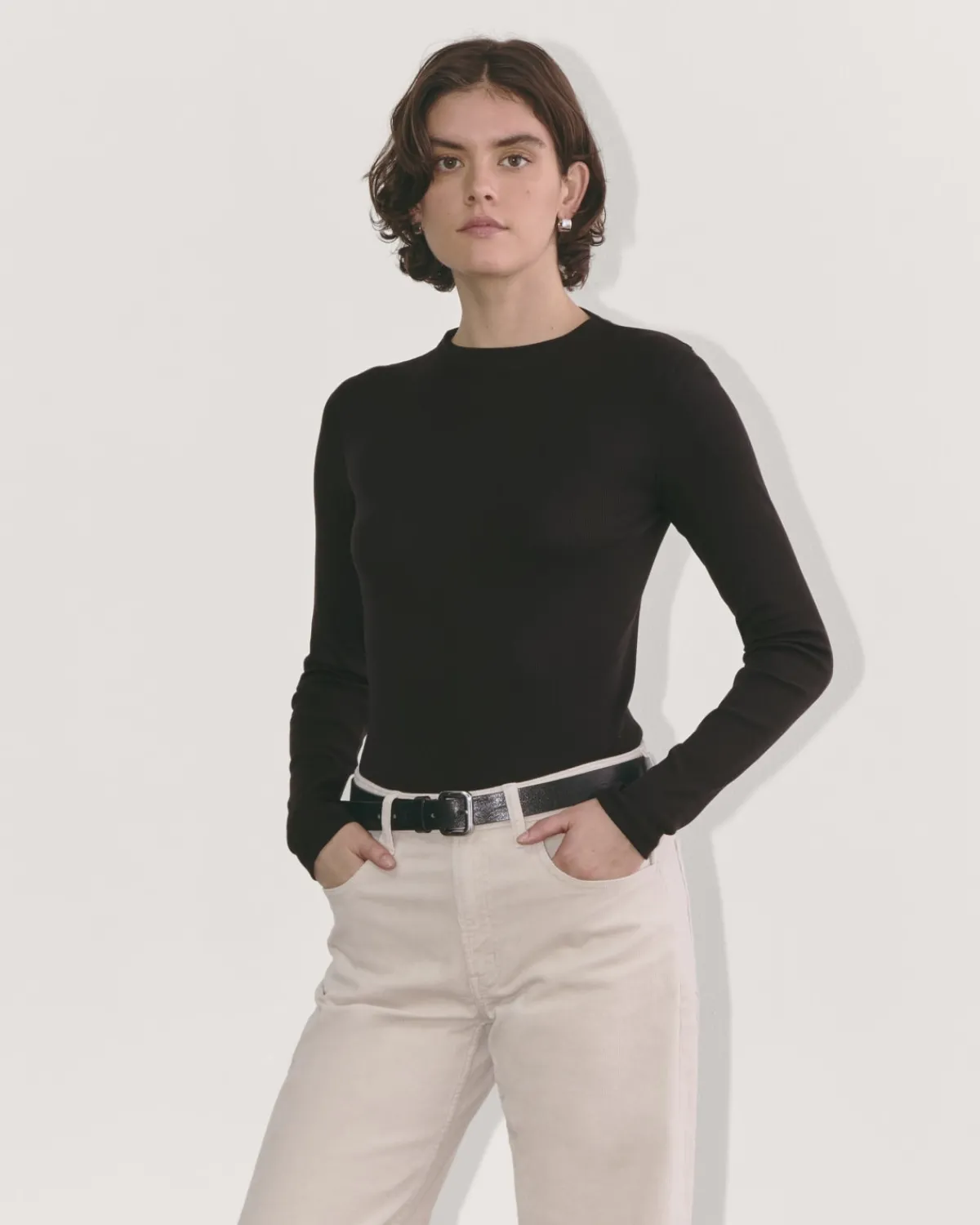 Everlane Tees|Long Sleeve Tees*The Luxe Rib Funnel-Neck Tee