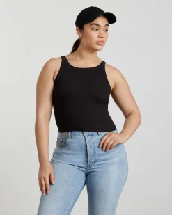 Everlane Tees*The Pima Micro-Rib Short Tank Black