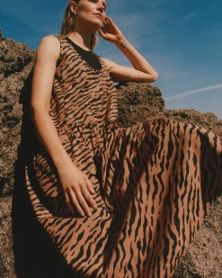 Everlane Dresses*The Poplin Summer Dress Tiger Stripe Toasted Coconut