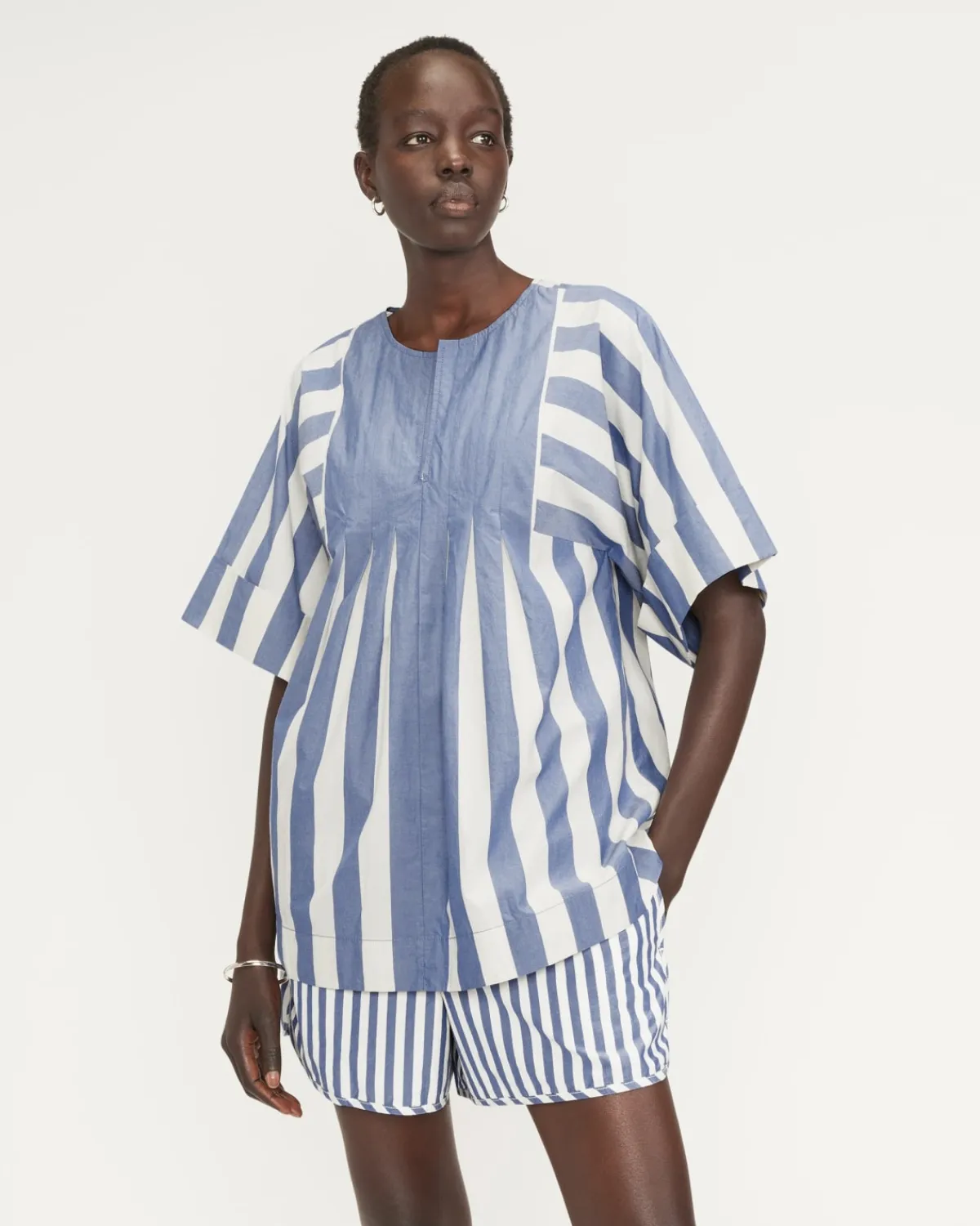Everlane Tops*The Poplin Tunic Mazarine Blue / Bone