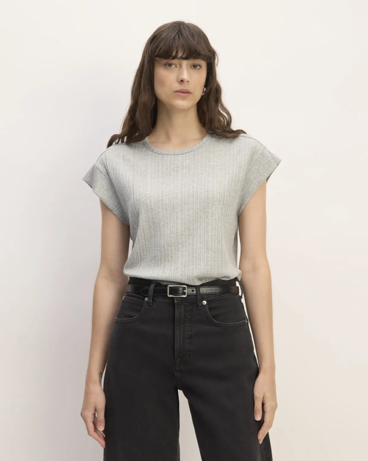 Everlane Tops*The Rib Muscle Tee Heathered Grey