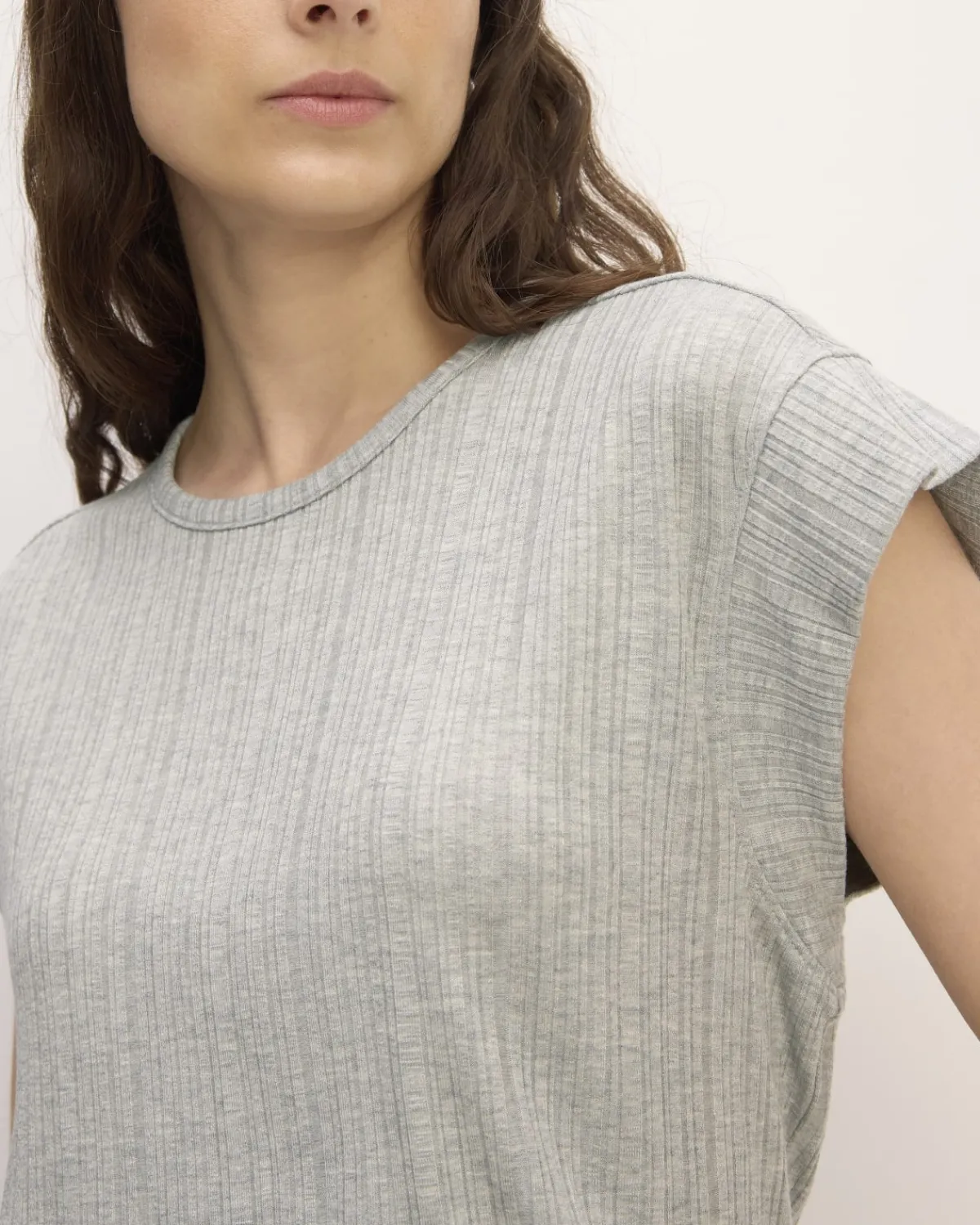 Everlane Tops*The Rib Muscle Tee Heathered Grey