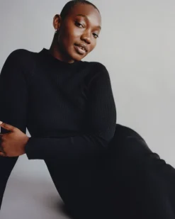 Everlane Dresses*The Ribbed Mock Neck Midi Dress Black