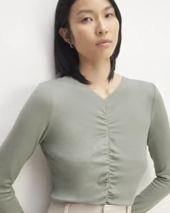 Everlane Tops*The Ruched V-Neck Tee in Butterluxe