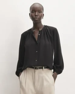 Everlane Tops*The Washable Clean Silk Shirred Blouse