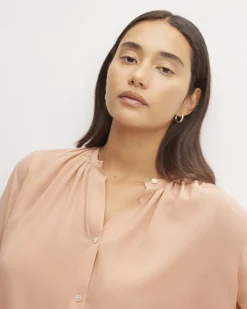 Everlane Tops*The Washable Clean Silk Shirred Blouse