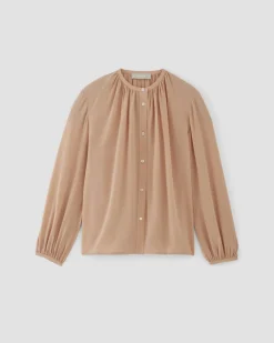 Everlane Tops*The Washable Clean Silk Shirred Blouse